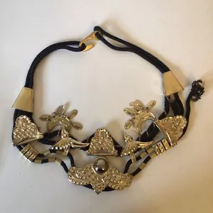Vintage 1980's Gold & Black Rope Belt 32in Retro Fashion Accessory - Picture 1 of 12