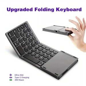 Mini Folding Wireless Bluetooth Keyboard With Touchpad for Laptop Tablet Phone - Picture 1 of 8