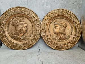 Old plates of the Spanish kings catolicos isabel and fernando. Embossed copper. - Imagen 1 de 10