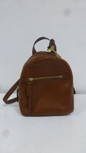 Small Fossil Brown Leather Backpack 