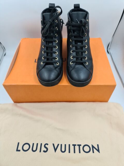 LOUIS VUITTON Black Leather Wonderland Ankle Boot Size 37.5 US 7.5 UK 4.5  AU 6.5