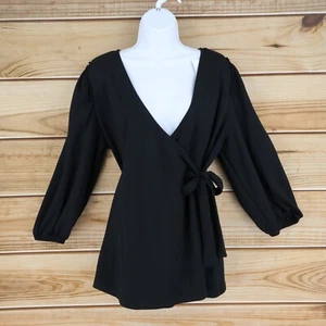 Ingrid & Isabel Blouse Nursing Friendly Womens Sz M Black V-Neck 3/4 Sleeves NWT - Picture 1 of 10