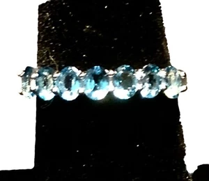 London Blautopas Stapel Band Ring in Sterlingsilber Größe 7 - Bild 1 von 5