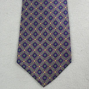 Polo Ralph Lauren Azul Verde Púrpura Geométrico 100% Seda Cuello Corbata Diseñador Preppy - Imagen 1 de 6