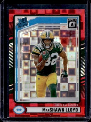 2024 Donruss MarShawn Lloyd Optic Rated Rookie Preview Red Pandora #374 Packers - Image 1 of 2