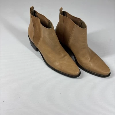 Nicole Lake Women Chelsea Ankle Boots Sz 8M Beige Tan Leather Bootie Pointed Toe - Image 1 of 4