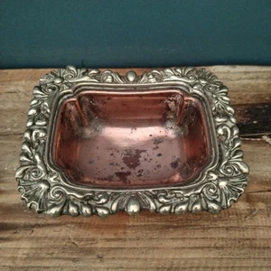 Antique Silver Plated Sheffield Salt Cellar, lion foot Design Copper Bowl - Picture 1 of 7