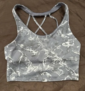 Victoria's Secret VS PINK Gray Marble Strappy Crop Top Sports Bralette M - Picture 1 of 8