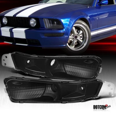 Black Fit 2005-2009 Ford Mustang Bumper Lights Signal Lamps Left+Right 06 07 08 Foto 1 de 4