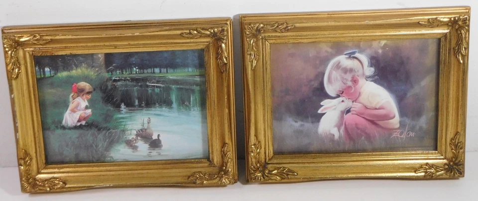 Lote de 2 Litografías Miniatura Donald Zolan - Enmarcadas Oro Ornamentado - 1991 Limitadas Foto 1 de 4