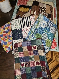 Lot Of 6 Pieces Of VTG Faux Patchwork Cotton Fabrics Mix Sizes Over 5 Yrds Total - Picture 1 of 16