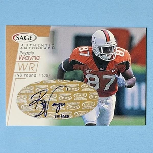 2001 Reggie Wayne Auto RC SSP /650 GOLD Rookie Short Print Sage Colts Football - Picture 1 of 4