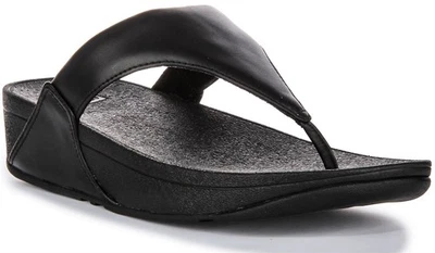 FITFLOP Lulu Cuero Minimalista de Dedo Tanga Mujer Sandalias Negro GB 3-8 - Imagen 1 de 4