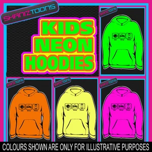 EAT SLEEP MOBILE PHONE TEXTING ADDICT NEON  ELECTRIC KIDS CHILDS HOODIE HOODY - Picture 1 of 1