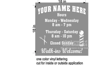 BARBER SHOP HOURS FOR GLASS DOOR WINDOW CUSTOM NEW! - Picture 1 of 1