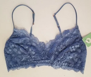 Honeydew Camelia Bralette Small Blue Floral Lace Mesh Lined Wireless Hook/Eye - Picture 1 of 15