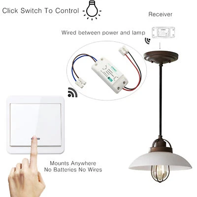 Wireless Light Switch RF Remote Control Receiver Wall Mounted Smart Home Tools - Image 1 of 4