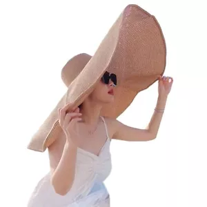Oversized Beach Sun Hat for Women Foldable Large Wide Brim Hats Packable Roll... - Picture 1 of 7