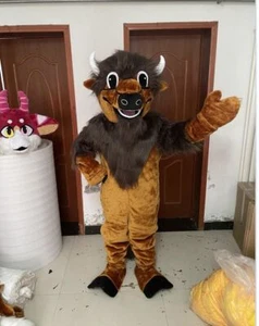 costume mascotte mucca bisonte toro vestito divertente festa compleanno halloween outdoor - Foto 1 di 4