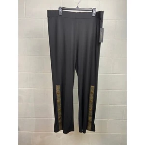 NWT Donna Karan Winter Textures Pull on Pants Gold Button Detail Black XL - Picture 1 of 7
