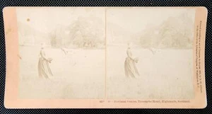 ANTIQUE Real Photo Kilburn Stereoview Shetland Ponies Trossachs Hotel Highlands - Bild 1 von 2