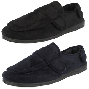 Mens Padders Rounded Front Memory Foam Hook & Loop Comfort Textile Slippers Wrap - Picture 1 of 10