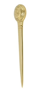 Letter Opener, Handmade of Solid Brass Desk Accessory, "Globe" Design - Picture 1 of 3