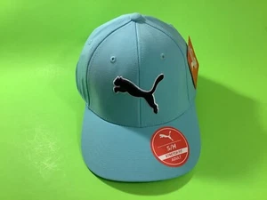 New PUMA Stretch Fit Adult Hat Size S/M Aqua Blue w/Black, White - Picture 1 of 12