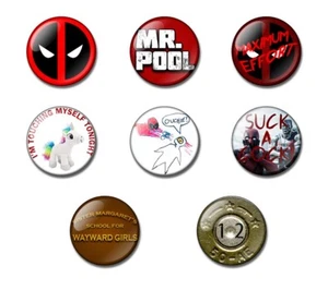 DEADPOOL 25 / 38mm button badge / fridge magnet MAXIMUM EFFORT unicorn, ouchie - Picture 1 of 12