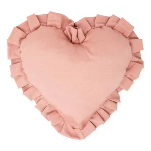 Cuscino Cuore con volant Rosa Antico fatto a mano Cotone già imbottito Arredo - Picture 1 of 3
