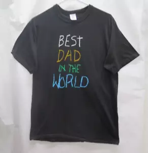 VTG 80s Golds Gym Best Dad In The World Black T Shirt Single Stitch M L - Picture 1 of 8