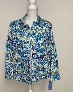 NWT Koret jacket Blazer Floral Blue Green Missy Size Large Womens - Picture 1 of 9