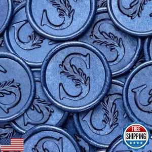 50 Piezas Pegatinas Sello Cera Azul Hechas a Mano Vintage Hojas Botánicas Adhesivas Letra - Imagen 1 de 5