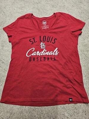 St. Louis Cardinals MLB Women's Red V-neck 47 Brand T-shirt Size L - Image 1 of 4