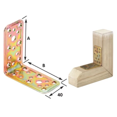 Piastra angolare giuzione angolo acciaio tropicalizzato mm 40x 80x80 - Immagine 1 di 2