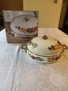 NEUF serveur buffet couvert 10 pouces émail sur acier Farmer's Market - motif végétal - Photo 1/11