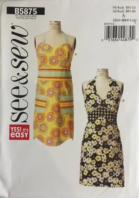 Butterick See Sew 5875 Apron Waistband Pockets Halter New Uncut Pattern Retro - Image 1 of 4