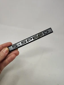 RARE Vintage Car Emblem "5-Speed" Badge Silver Black Metal, 5-3/8" x 1/2" - Bild 1 von 10