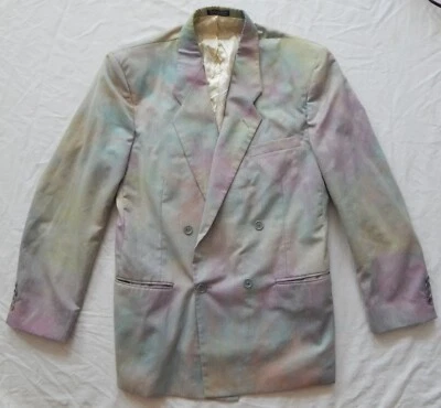 Chaqueta Blazer Traje Tie Dye Púrpura Verde Doble Pecho - 40R Para Hombre Hecha a Mano Foto 1 de 4