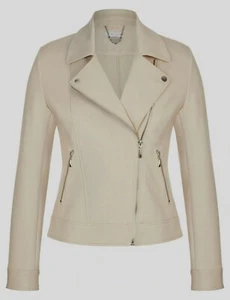 Biker Jacket Size 16 Stretch Ponte Sand Zip Front Pockets RP $130 NEW - Picture 1 of 12