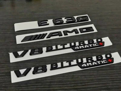 Emblema E63S AMG Biturbo 4matic+ negro brillante para Mercedes-Benz E63 AMG W213 Foto 1 de 2