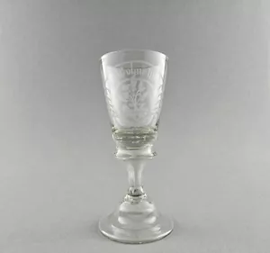 Barock Pokalglas / Weinglas "nichts ohne Müh", wohl Schorborner Glashütte, 18.Jh - Picture 1 of 10