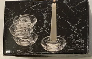 NEW In Box Set 4 JULIAN CANDLEHOLDERS Toscany Collection Over 24% Lead Crystal - Picture 1 of 6