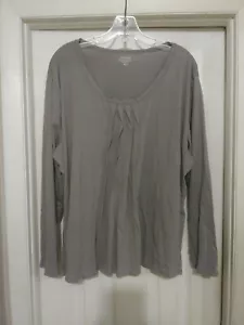 Jockey Damen grau Baumwollmischung U-Ausschnitt Plissee Langarm Top Gr. 3X - Bild 1 von 7