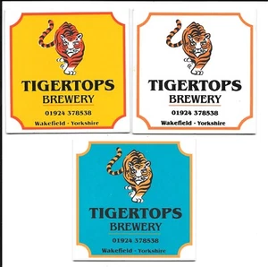 3 TIGERTOPS BREWERY UK Beermats Cat 1 2 3 Wakefield West Yorkshire - Picture 1 of 2