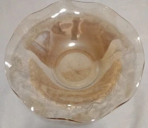Vintage Obstschale irisierend floral gold Rüschenrand Vertiefung Glas - Bild 1 von 9