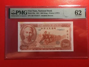 Vietnam 200 Dong 1951 Pick 63a PMG 62 Uncirculated - Rare note - Picture 1 of 2
