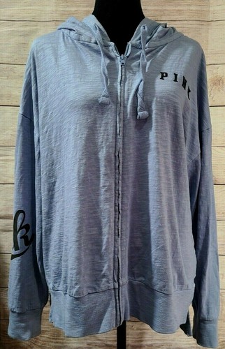 UNDERCOVER Felpa donna Victoria's Secret rosa full zip con cappuccio taglia media blu grigio spacchi laterali