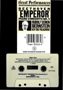 BEETHOVEN EMPEROR PIANO CONCERETO NO. 5 SERKIN / BERNSTEIN AUDIO CASSETTE - Bild 1 von 1