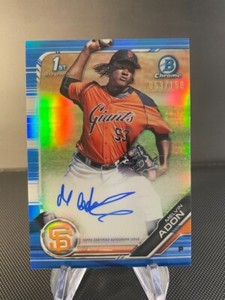 2019 Bowman Chrome Prospects Melvin Adon Blue Refractor Auto /150 - Giants